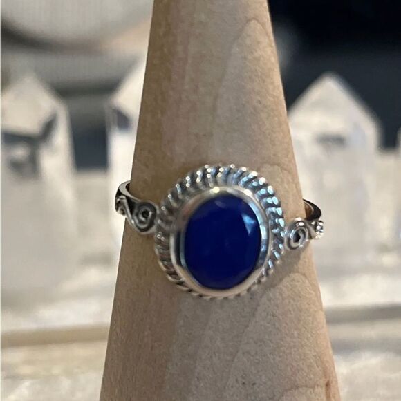 Artesian Crafted Lapis Lazuli Solitaire Ring In Sterling Silver Sz 9 - Picture 5 of 10